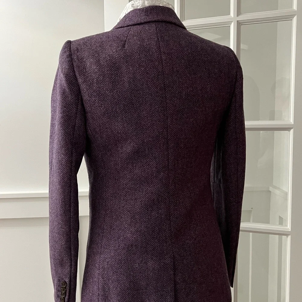 Best Price New Herringbone Chevron Parke Wool Blazer lavender luxury wool - Picture 4 of 7
